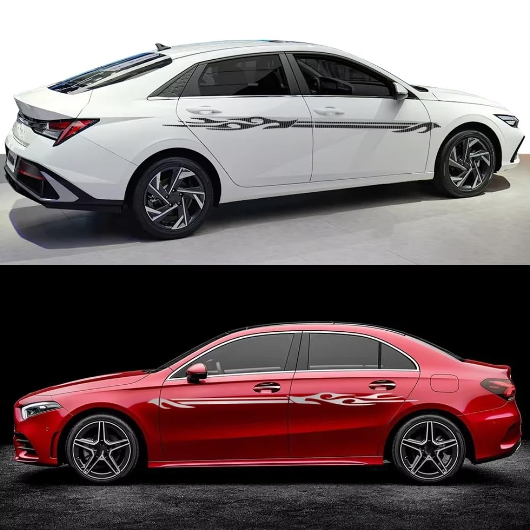 Naklejki samochodowe do VW Audi Tesla Skoda Volvo BMW Seat Subaru płomień paski naklejki boczne samochodu naklejki w stylu wyścigowym