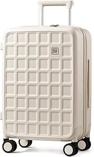 AJI Carry On Luggage 22x14x9 Airline Approved with 8 Spinner Wheels, 20 Inch Lightweight Luggage, 100% PC Hard Shell Trave...