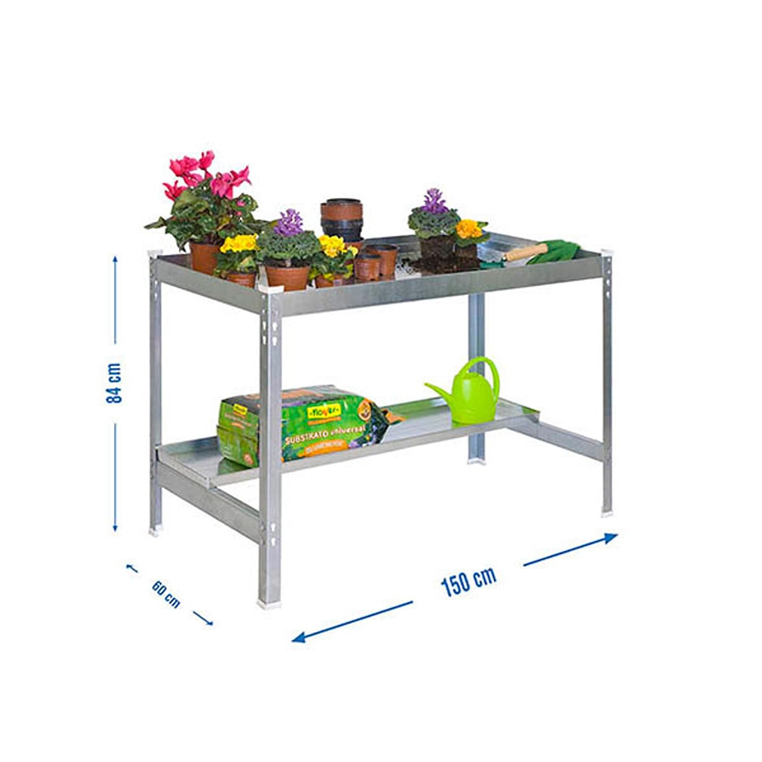 Simon Rack Mesa Jardinería, 840x1500x600 mm, Huerto Metálico, Galvanizado -Simon Garden