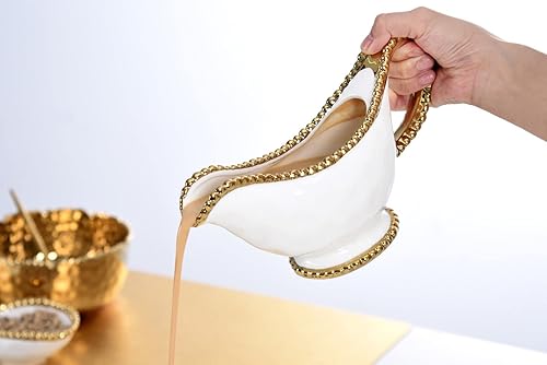 Miniatura 5 de Pampa Bay Salerno Salerno - Salsa de porcelana con borde de cuentas de titanio, blancodorado