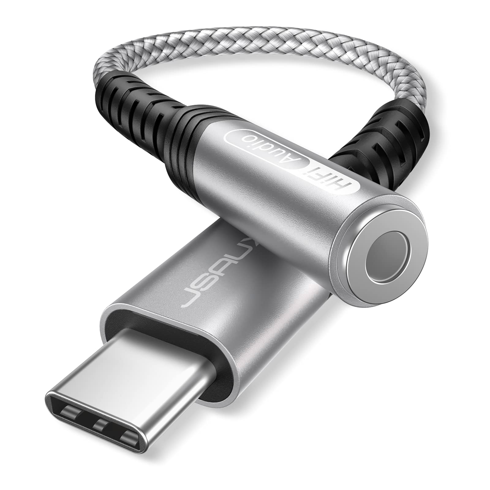 USB Type C to 3.5mm Female Headphone Jack Adapter, JSAUX USB C to Aux Audio Dongle Cable Cord Compatible with Pixel 4 3 2 XL, Samsung Galaxy S22 S21 S20 Ultra Note 20 10 S10 S9 Plus iPad Pro-Silver