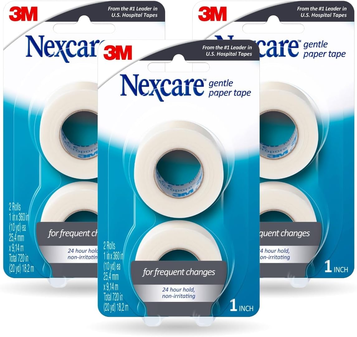 Gentle Paper Tape, Medical Paper Tape, Secures Dressings and Lifts Away Gently - 1 In x 10 Yds, 6 Rolls of Tape