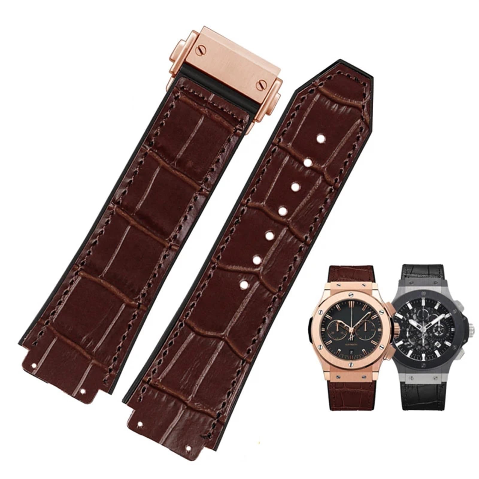 Bracelet cuir véritable 26mm interchangeable pour boîtier Hublot - 8