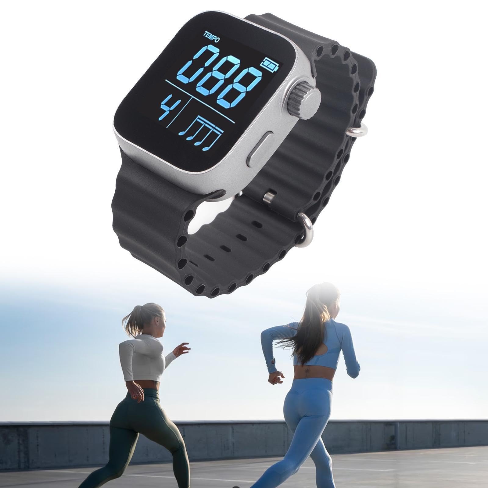 LOVIVER Montre Métronome Portable, Montre Métronome à Vibrations Volume Réglable, Battement Tap Beat Tempo Métronome Électronique pour Batterie Piano