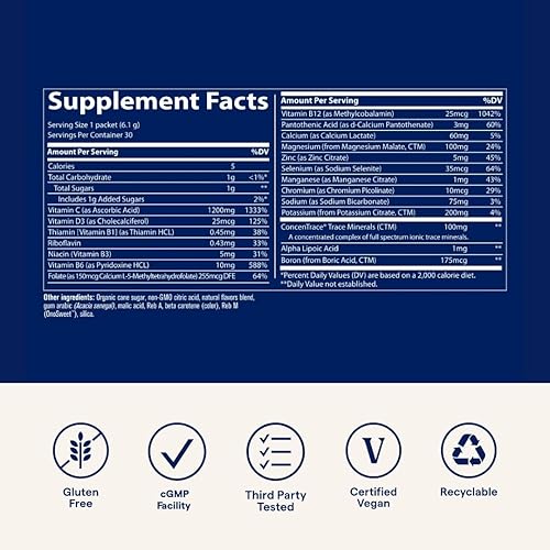 Miniatura 6 de Trace Minerals Power Pak - Paquetes multivitamínicos y multiminerales - Soporte de electrolitos - 1200 mg de vitamina C más 70 sabor naranja