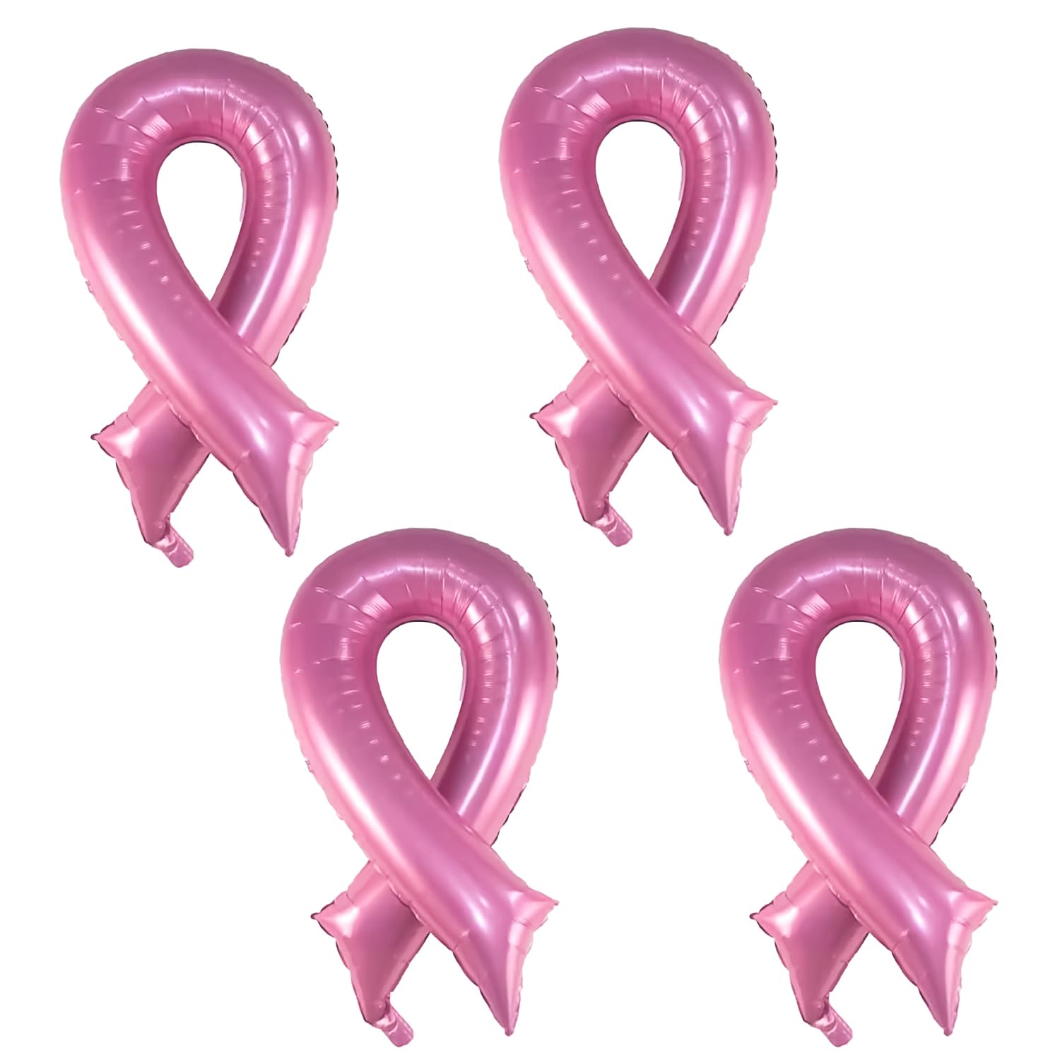 DVOFU 4Pieces Ribbon Foil Balloons Pink Hope Strength Faith Balloons Breast Cancer Awareness Party Supplies Decor for Women Fundraiser Party
