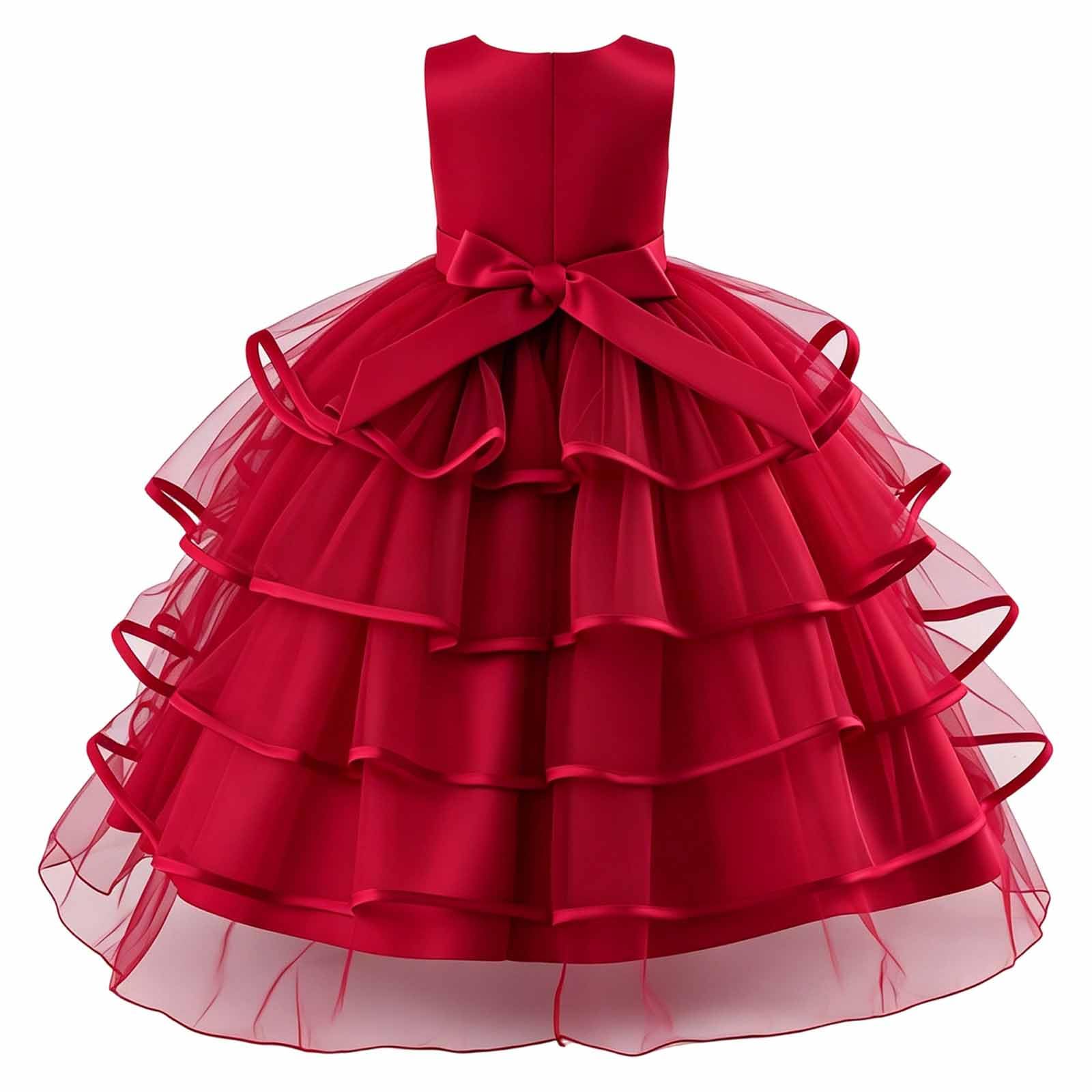 Festliche MäDchenkleider - Tutu Hochzeitskleid mit Stickerei elegantes Abendkleid für Feiern Geburtstage Partykleid ohne Ärmel im Printdesign vielseitig tragbar für den Alltag Campus Outdoor geeignet