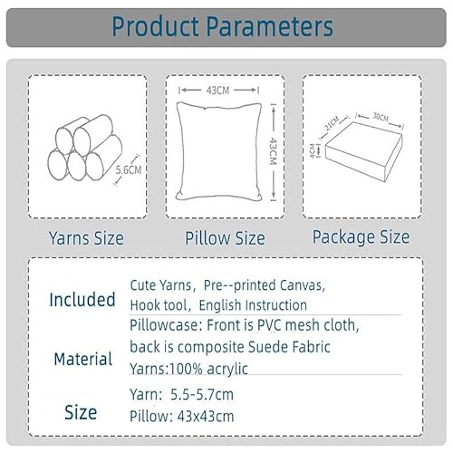 Wild Animal Tiger Latch Hook Kits Pillow Diy Printed Canvas Handmade Cushion Crochet Yarn Embroidery Needlework Hook Latch Kit Pillowcase Rug Cover Christmas Home Sofa Decoration 43X43Cm #TOP4