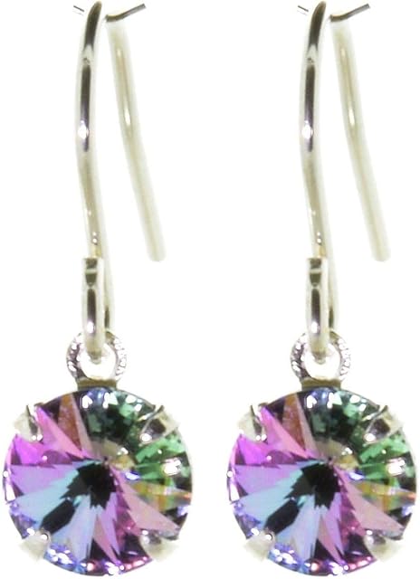 pewterhooter® Women's petite Crystal Drop Earrings  925 Sterling Silver with sparkling Starlight Crystal  Gift Box