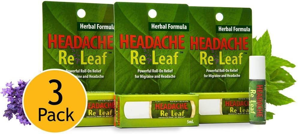 Roll On (3 Pack) How to Stop Migraine Headaches Without Drugs, Menopause Headache Relief, Menthol, Peppermint, Lavender, Rose Formula, Laboratory Tested & Effective