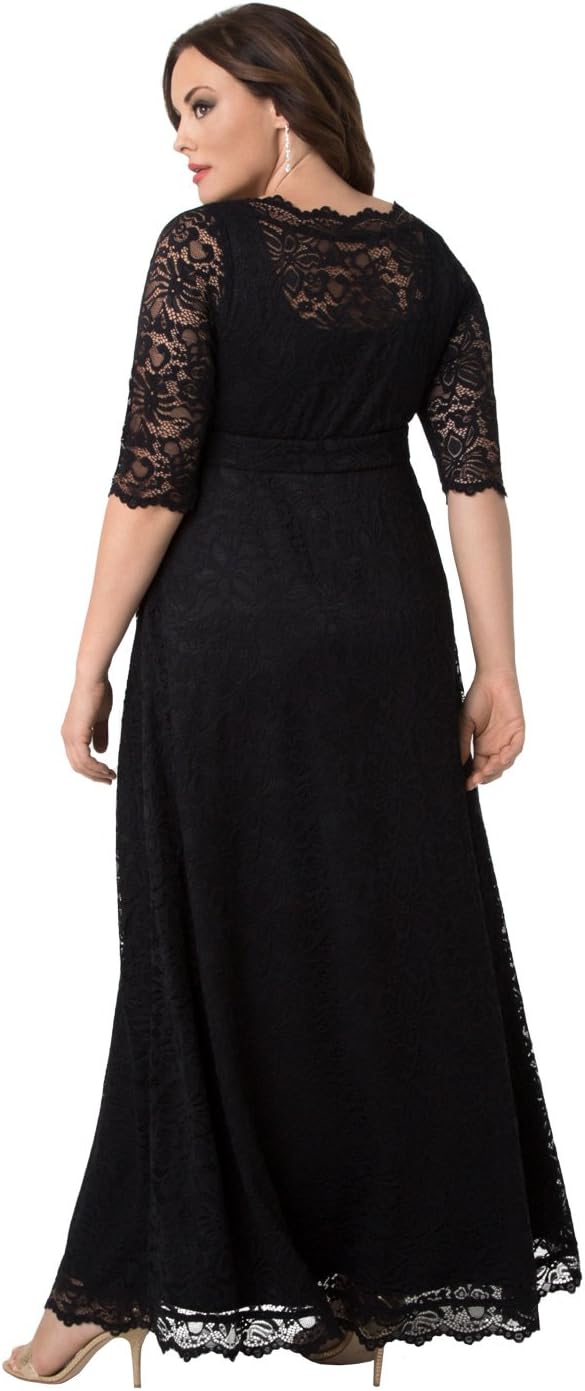 Kiyonna Women’s Plus Size Leona Lace Gown, Maxi Dress Formal Evening Ball Gown with Side Pockets for Wedding Guest - Image 2