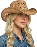 thuizen Western Outback Cattleman Strohhut Cowboyhut, Khaki, Einheitsgröße