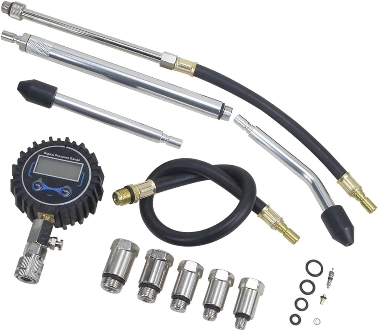 Compression Tester Tool LCD Screen Four Unites Gauge Car Compression Testing Gauge Set with Portable Box Four Unites Testing Kit