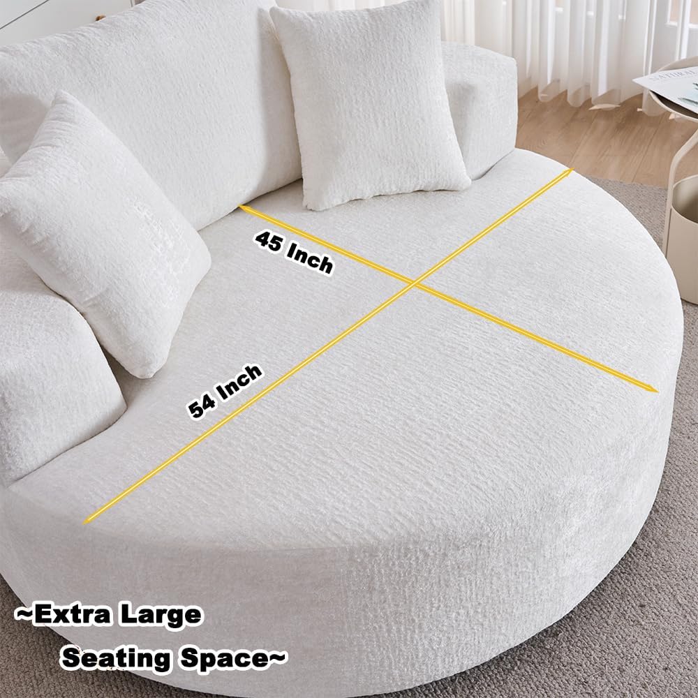 Swivel Accent Barrel Chair Oversized Modern Akili Upholstered Sofa Lounge Club Leisure Chair Round Chair for Hotel Living Room (Beige Chenille)