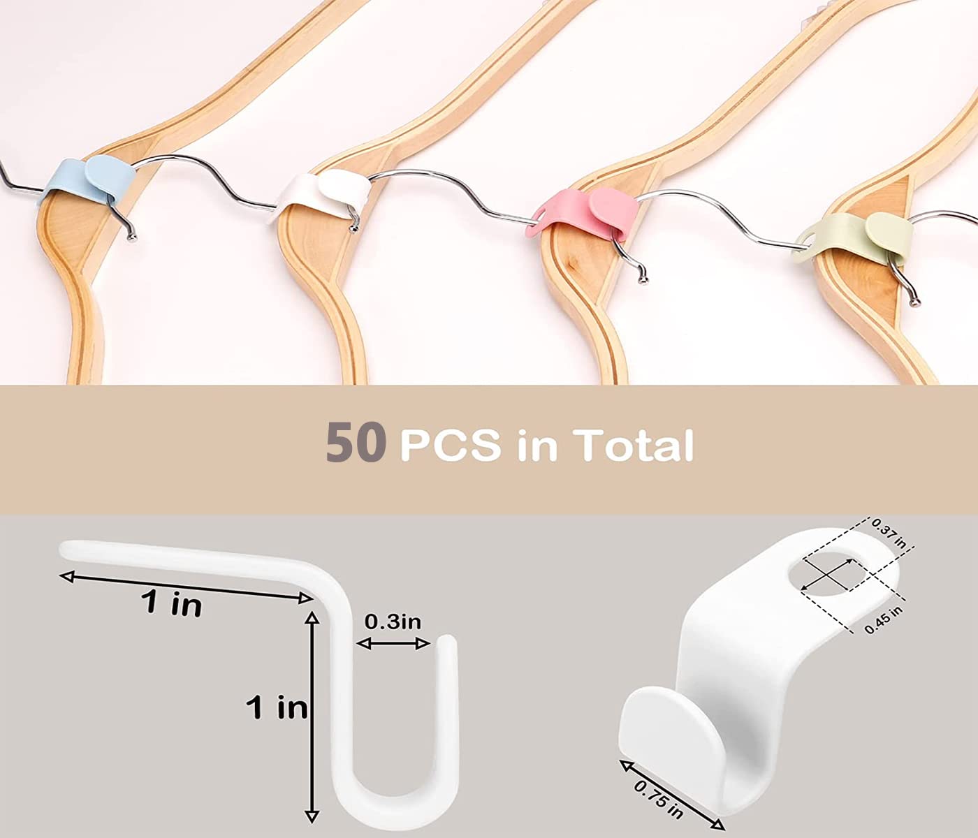 50pcs Connecting Hook for Hangers Hook for Hangers Hooks for Plastic Hangers Mini Plastic Hanger Organizer - Image 2
