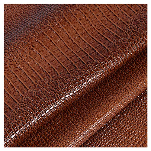 NIANTONG Cuero Imitación Tela PU Patrón de Cocodrilo Tela de Polipiel para Tapiza por Metro 138cm Ancho para Funda de Asiento de Silla de Sofá, Manualidades(Color:marrón)