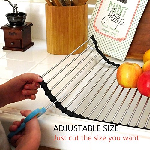Over The Sink Kitchen Dish Drying Rack, 20''L x 18.5'' Extra Large Multipurpose Dish Drying Drainer (20Lx18.5W, Black) - Thumbnail 6