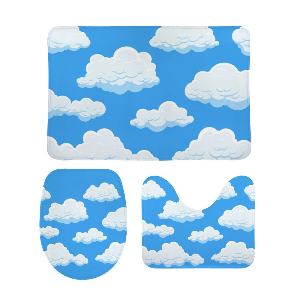 Tapis de bain en forme de U Ruchen motif nuages douceur ciel