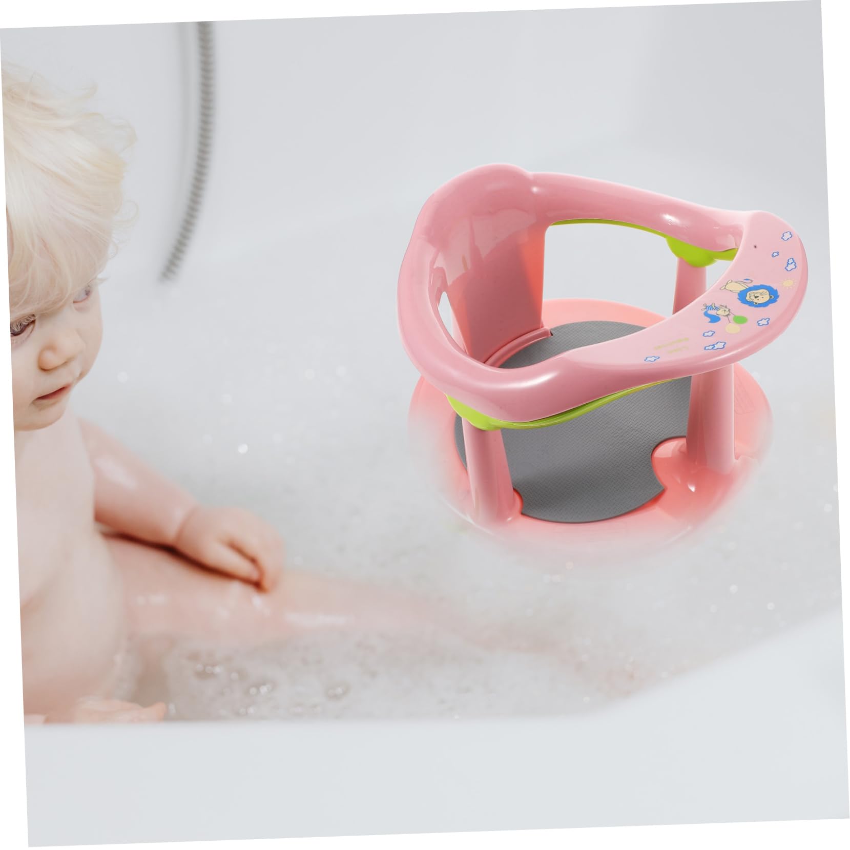 Kisangel Asiento de Baño para Ñiño Antideslizante de Pp y Tpr Cómodo para Recién Nacidos Respaldo, Adecuado para Baño Seguro y Confortable