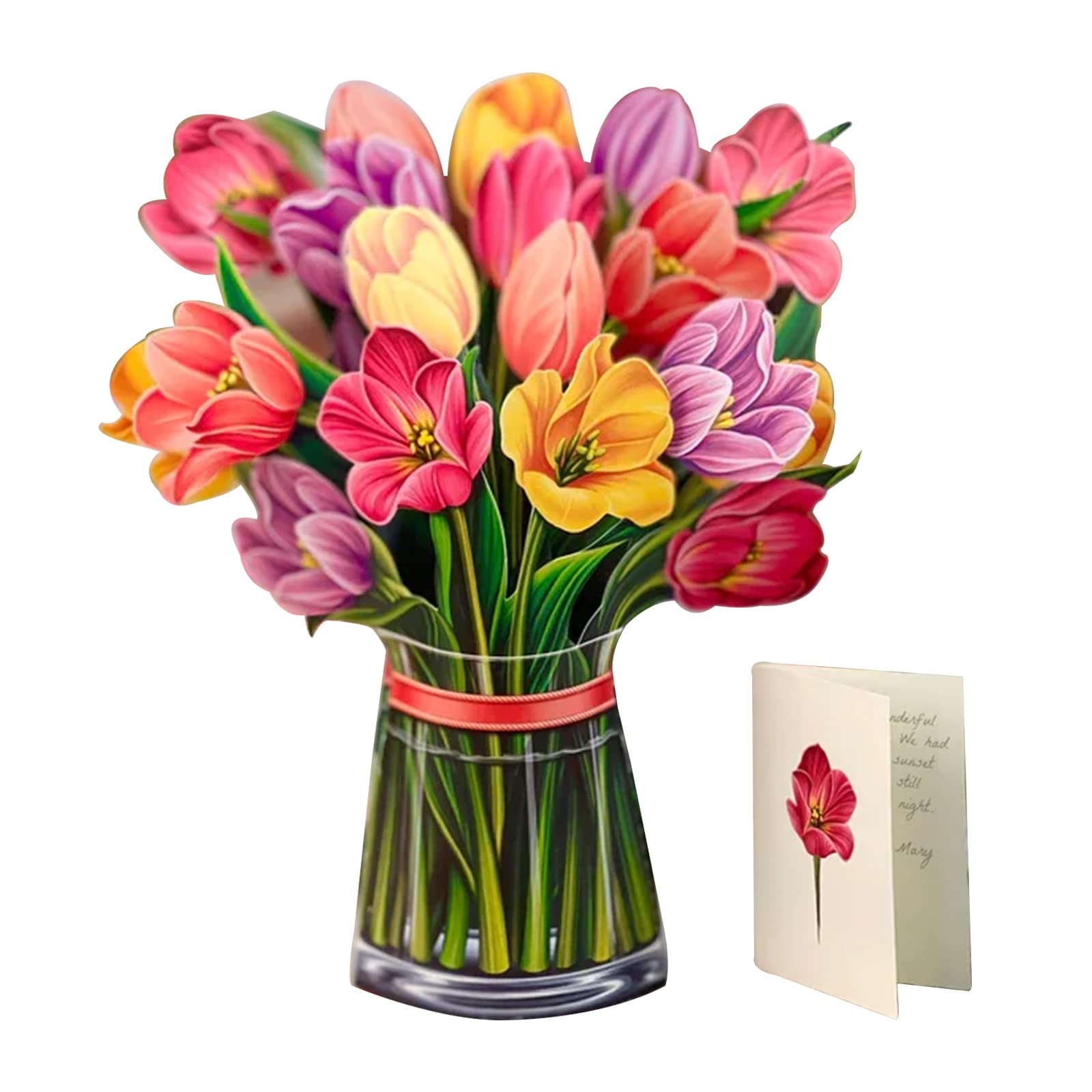 Biglietto Pop-up 3D Fiori Per Sempre - Con Bouquet Fai Da Te, Per Mamma, San Valentino, Laurea - 15x21 Cm - 2