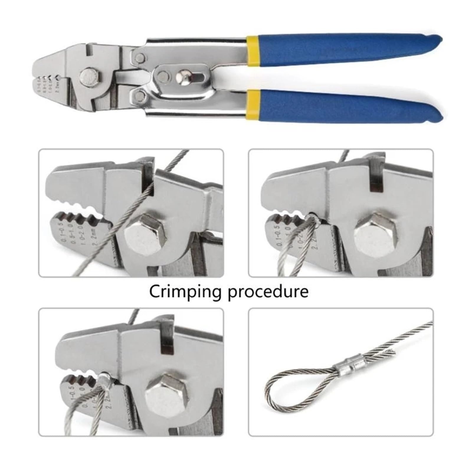 Pinza Crimpatrice 652F Strumento for crimpare fune metallica for ringhiera del cavo Strumento for pressare a mano for maniche ovali in alluminio Pinza a doppia ghiera
