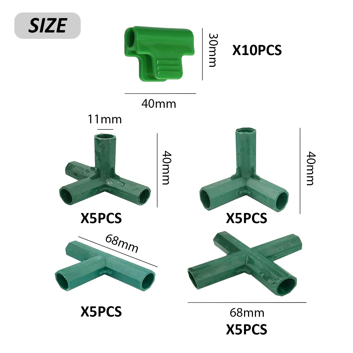 20 connettori per serra, 10 clip per laminazione, accessori per serre, accessori per staffe da giardino