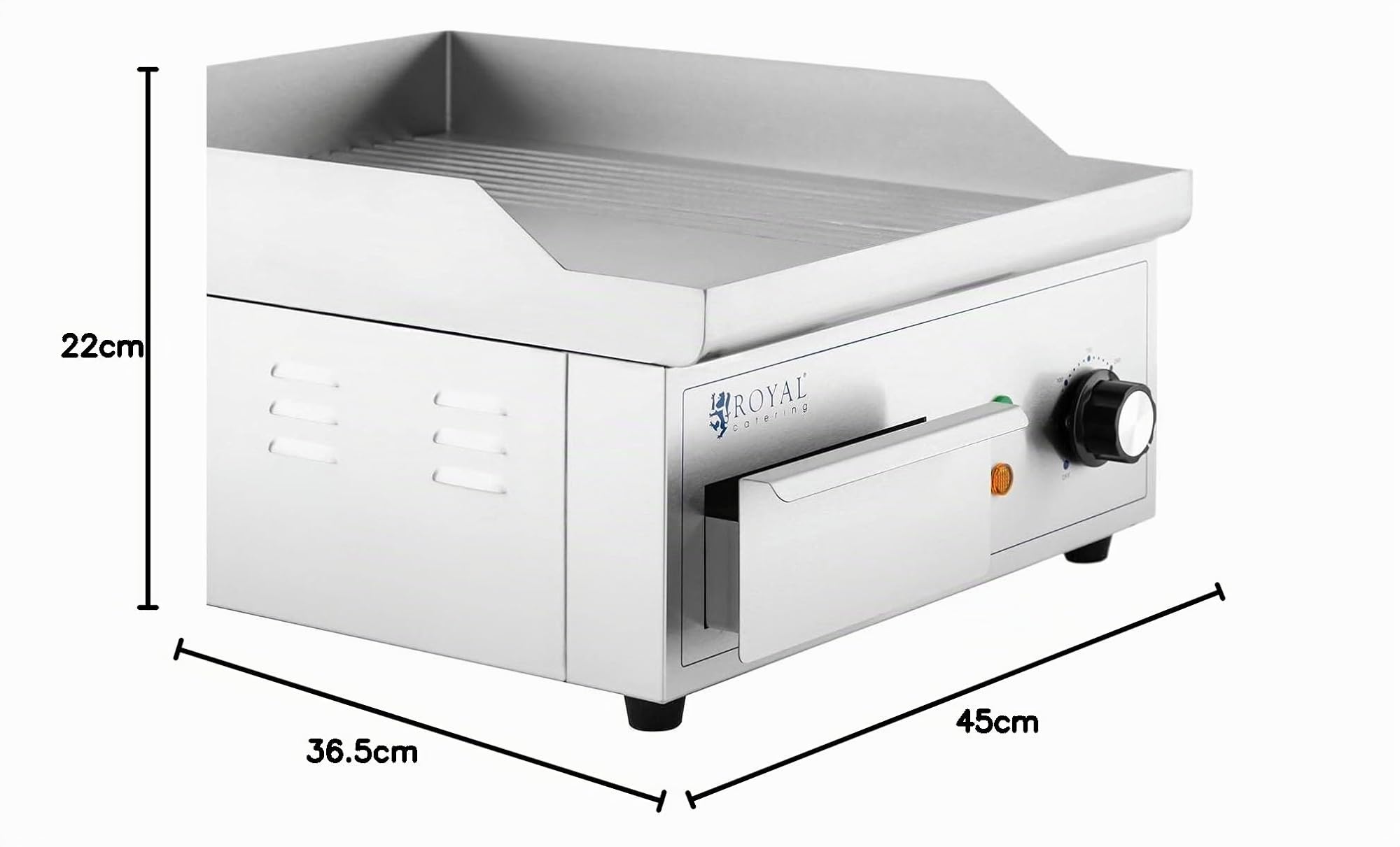 Royal Catering Fry Top Elettrico Doppio Piastra Elettrica per Grigliare RCPG45-M (360 x 380 mm, Piastra liscia + rigata, 2000 W)