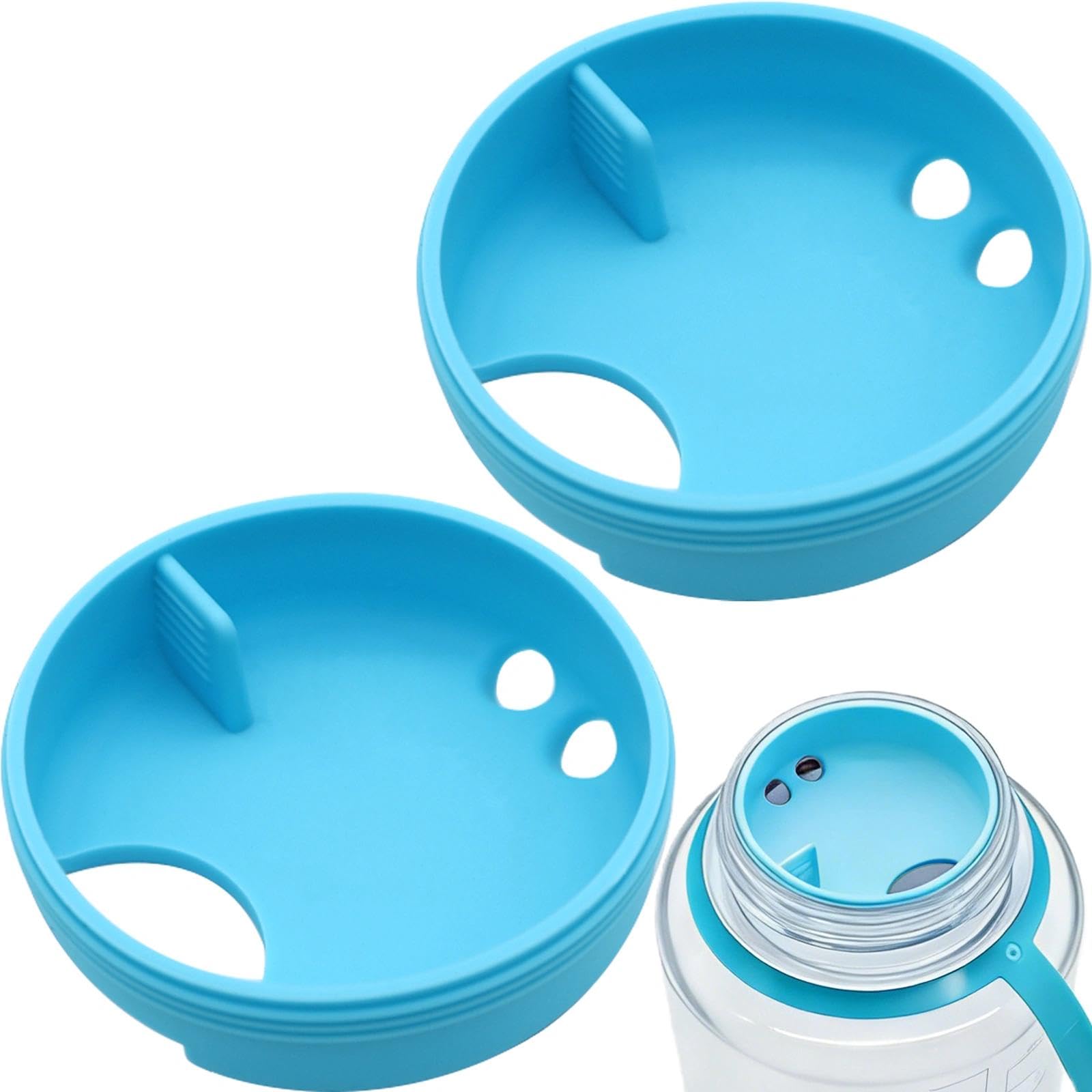LUTQ 2 Pack Wide Mouth Easy Sipper Silicone Splash Guards, Blue