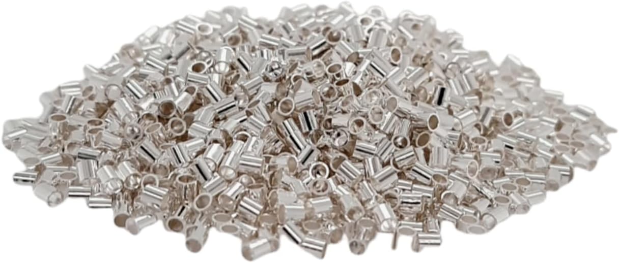 1600pcs Silver Plated Brass Tube Crimp Beads, 2 X 1.8MM, By CRAFT WIRE