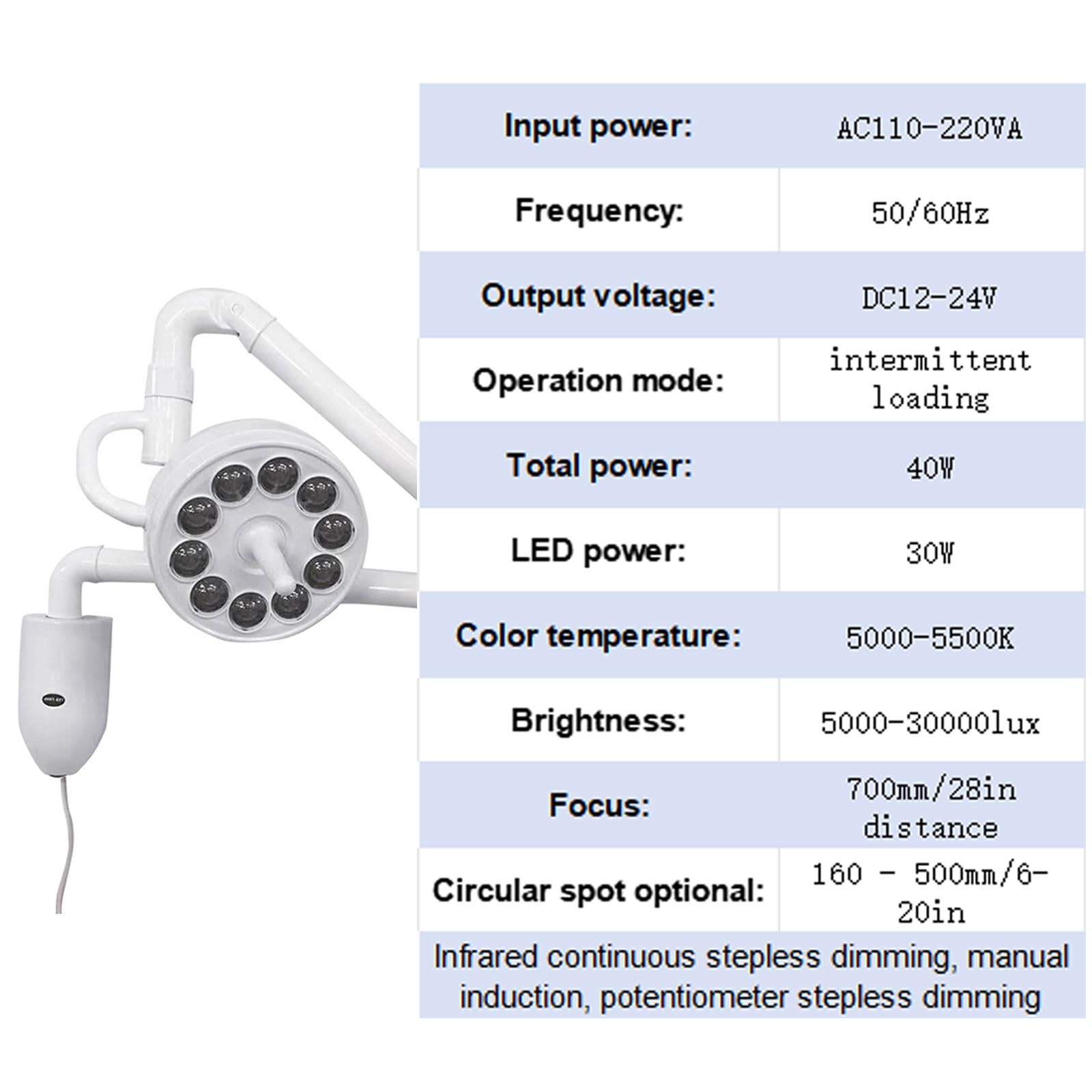 Lampa Ścienna LED do Badań Chirurgicznych, Lampa Stomatologiczna, Lampa Bezcieniowa o Obrocie 180 Stopni, Lampa Kosmetyczna, Lampa dla Zwierząt, Lampa Kosmetyczna