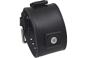Nemesis 24mm Black Leather Cuff Watch Band