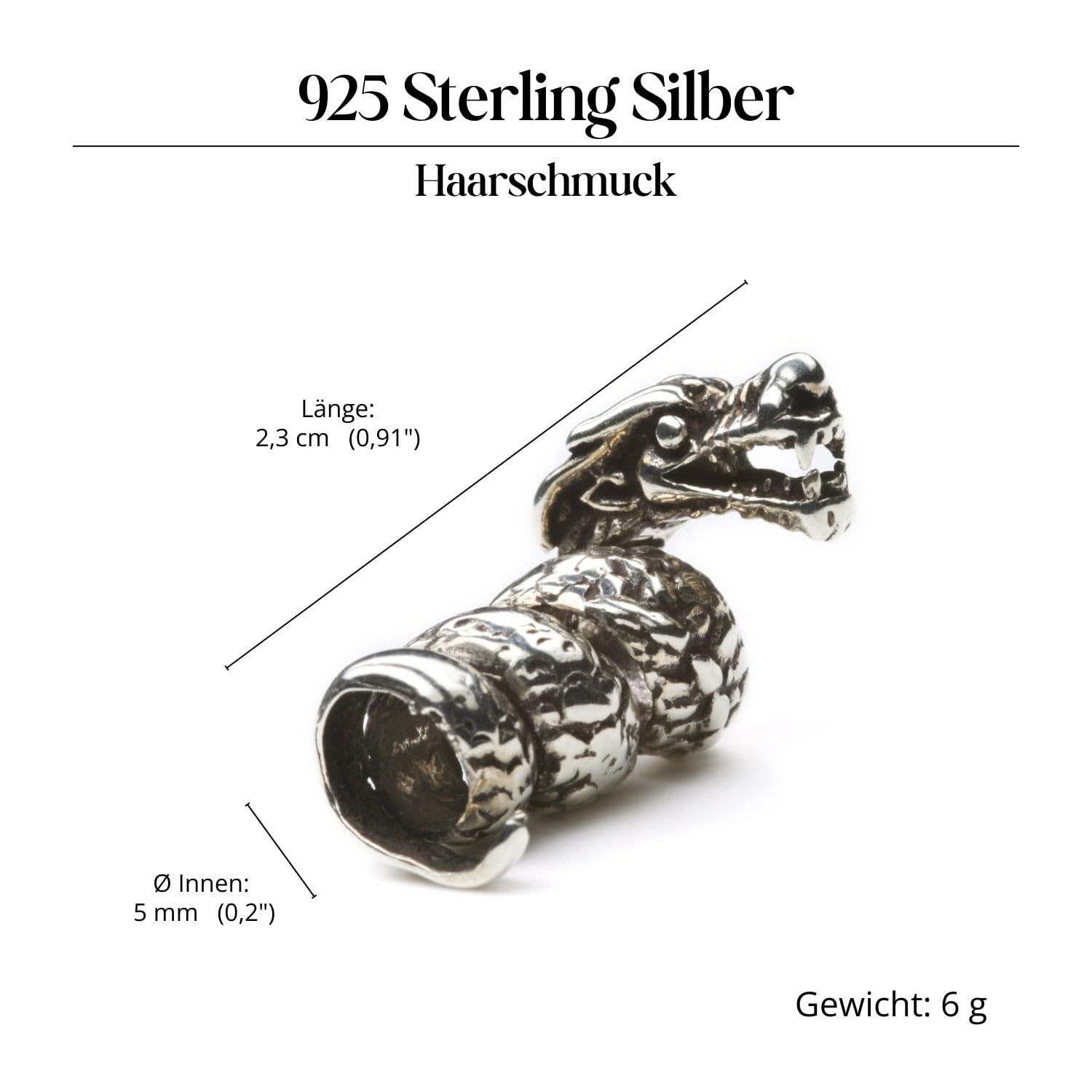 Drachen Bartperle 925 Sterling Silber Wikinger Bartschmuck Haarperle Damen Herren Silberperle Drache Motiv Haarschmuck Dreadlocks