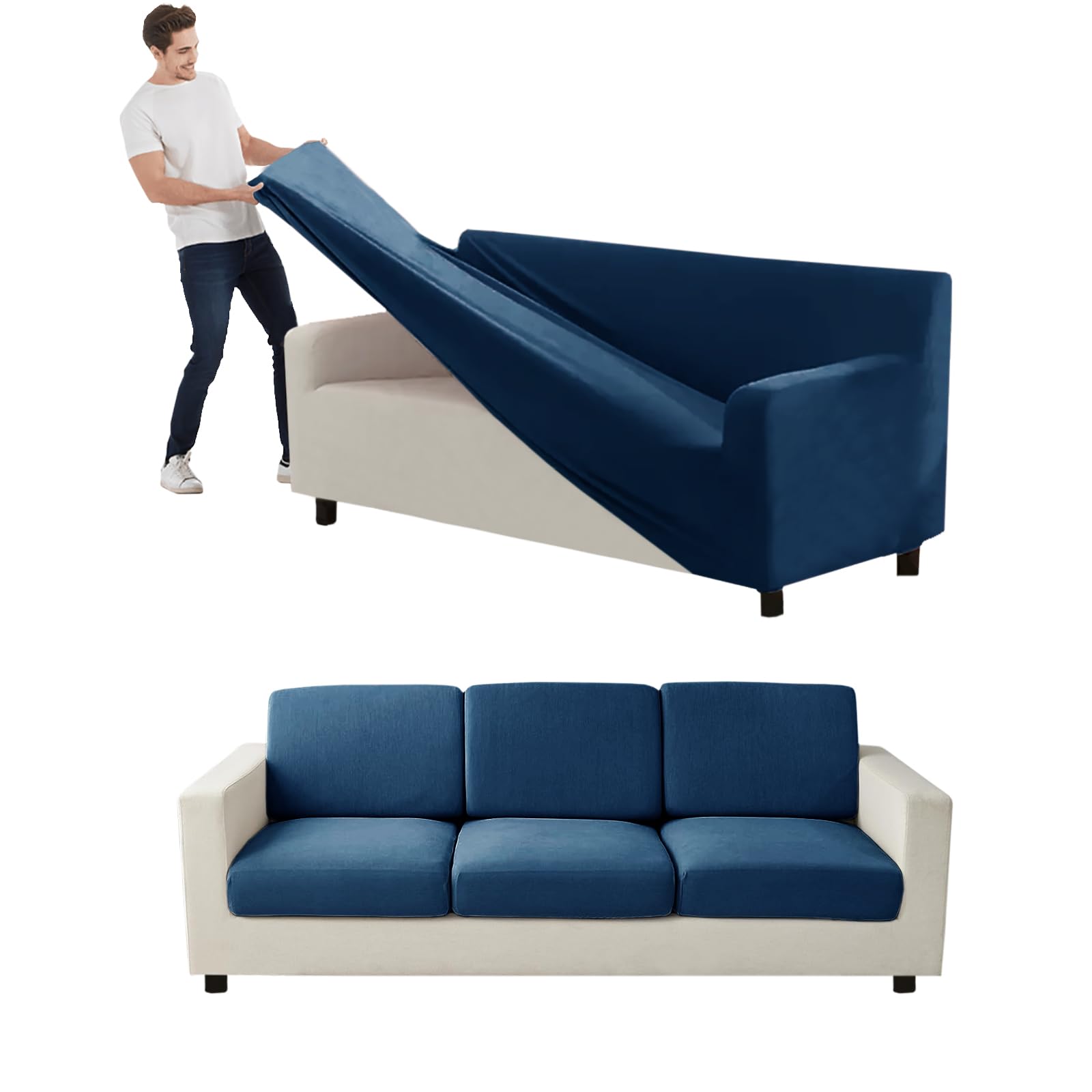 Housses de canapé en velours bleu roi luxe de 9 pièces pour salon raffiné
