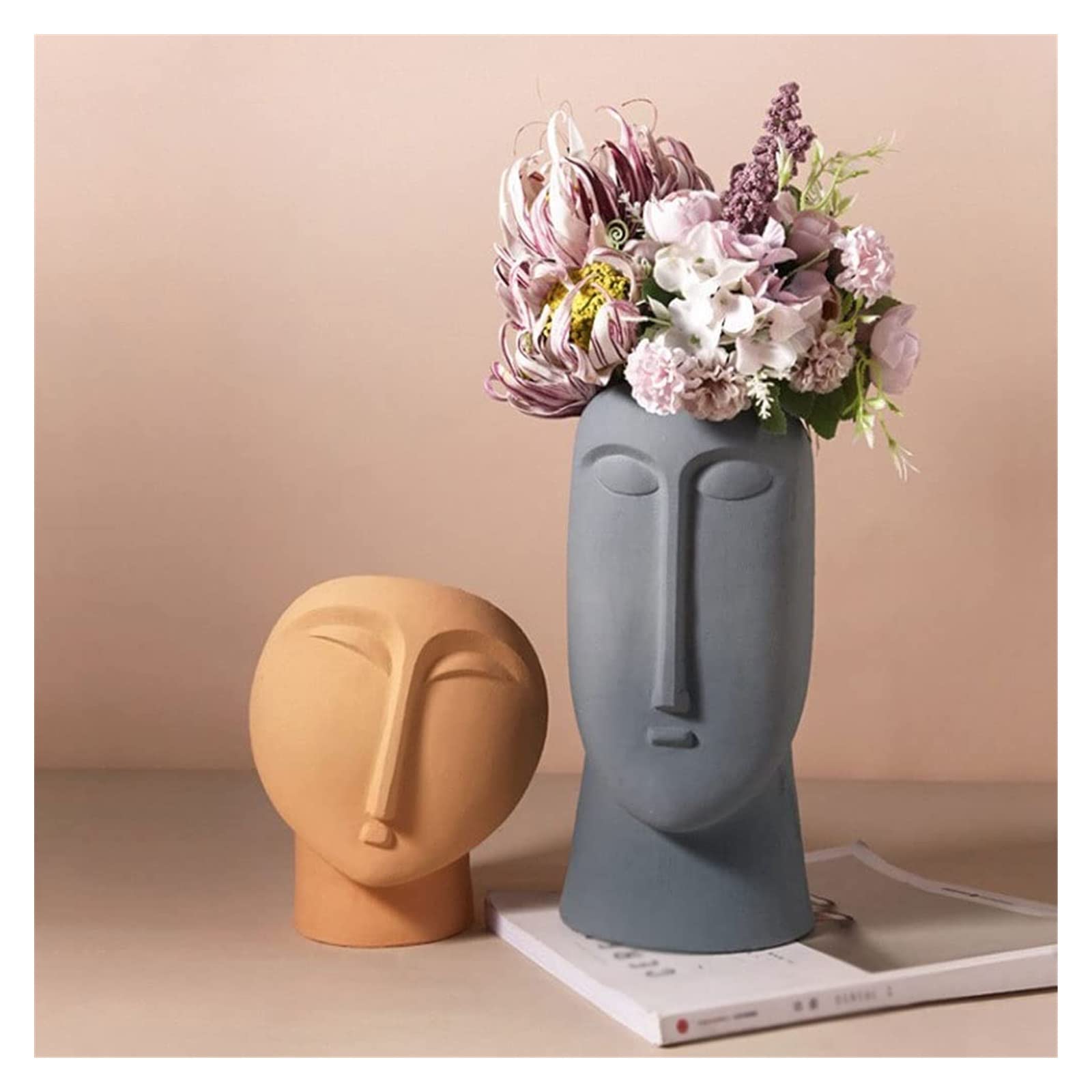 Amazon｜ホームデコレーション 花瓶 面白い顔の形の形 陶器の花瓶