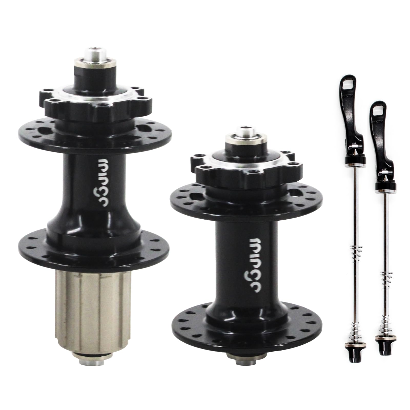 rningo Bike Hubs Disc Brake 24H/28H/32H/36 Holes, Front Rear HG for 8/9/10/11/12 Speed，Quick Release Cassette Hub 4 Bearings 3 Claws 120 Clicks，Compatible for MTB/Road Bike Hubs (Black, 32H)