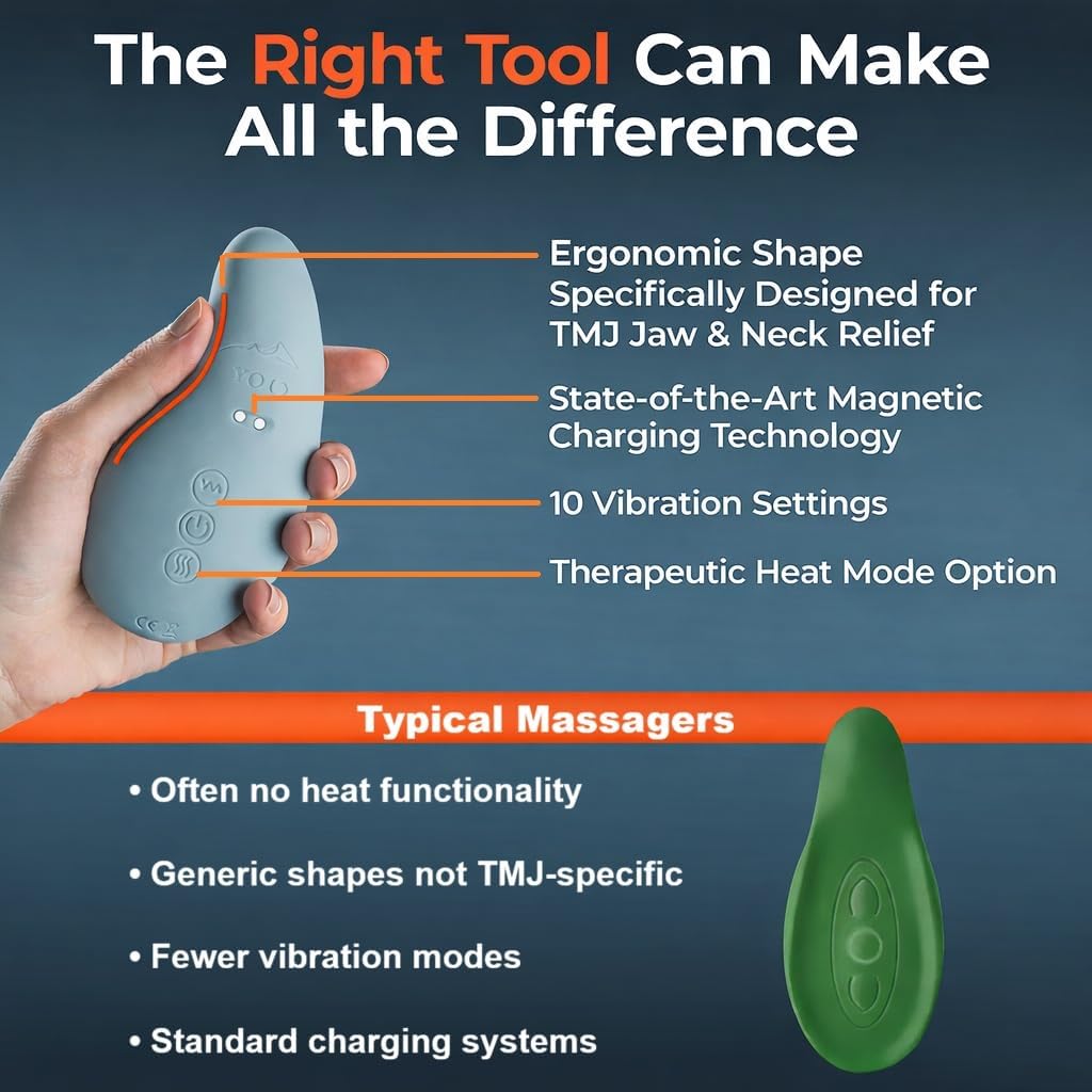 Yolo Mountain Therapeutic™ Premium TMJ Pain Relief Massager – Heated Jaw & Neck Massager with 10 Gentle Vibration Modes, Helps Relieve Jaw Pain, Tension & Headaches, Rechargeable & 100% Waterproof - Image 6