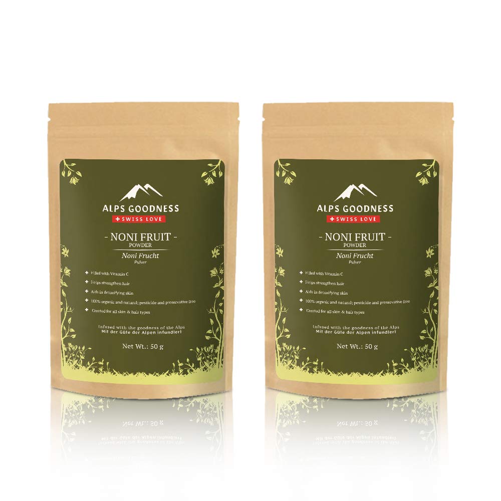 Alps Goodness Noni Fruit Powder for Skin & Hair (50 g, Pack of 2) - Detoxifies Skin & Helps Straighten Hair - 100% Pure & Natural