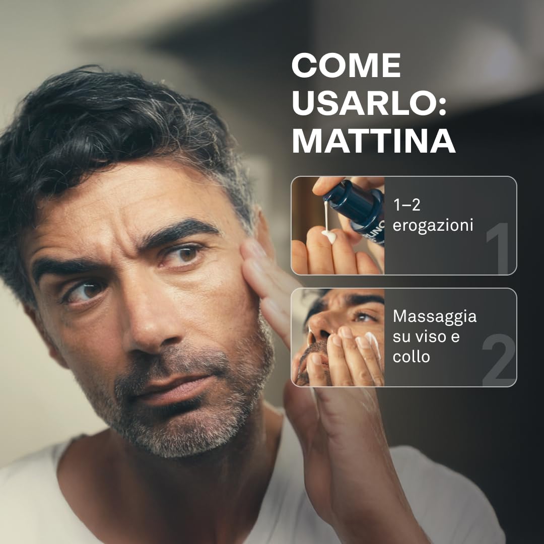 SERLINO LAB Siero Giorno Uomo 3-in-1 SPF30 Idratante Viso Dopo Barba Protezione Solare Anti-Invecchiamento