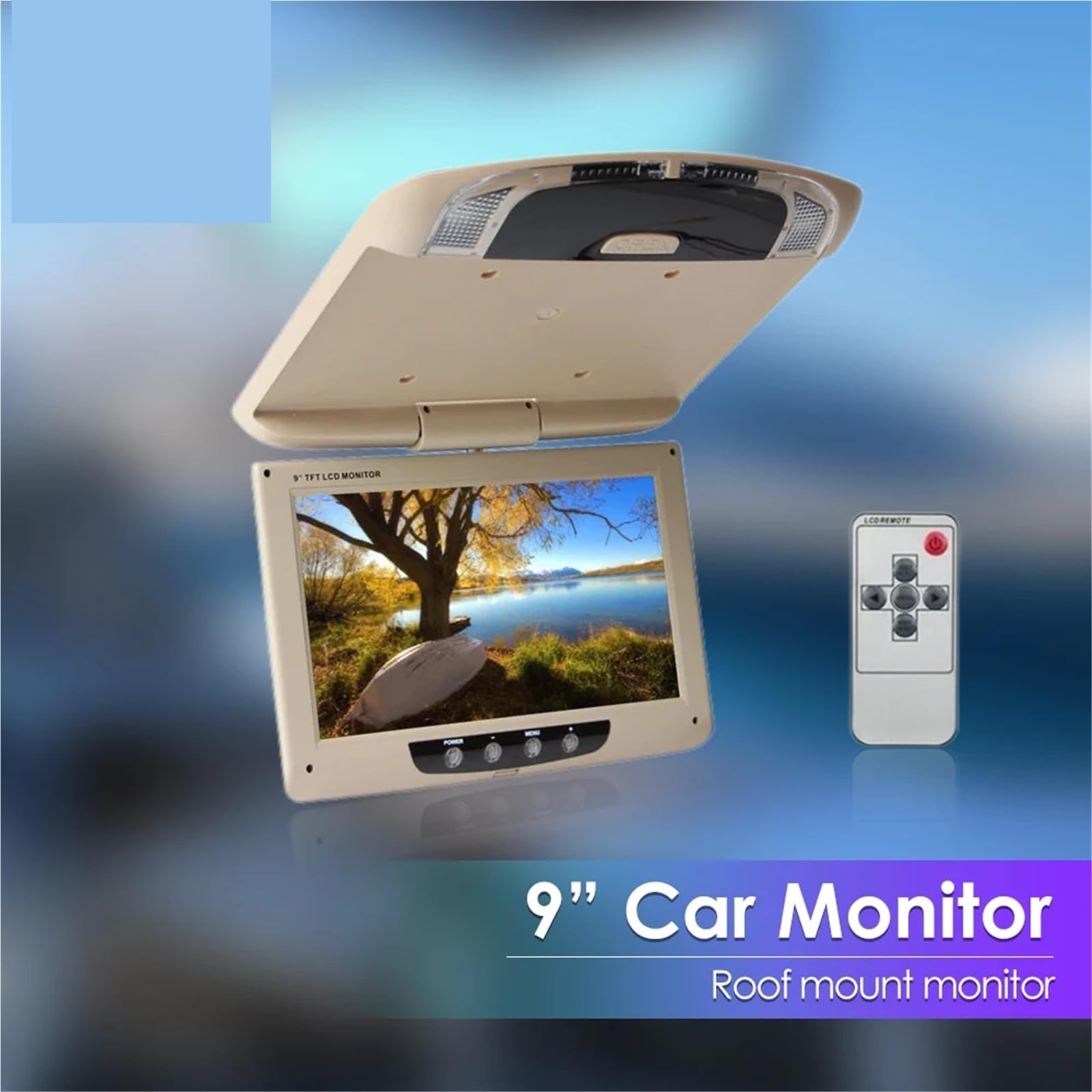 Monitor de Techo 9 Pulgadas Pantalla LCD Abatible Video Multimedia Montaje en Techo Negro