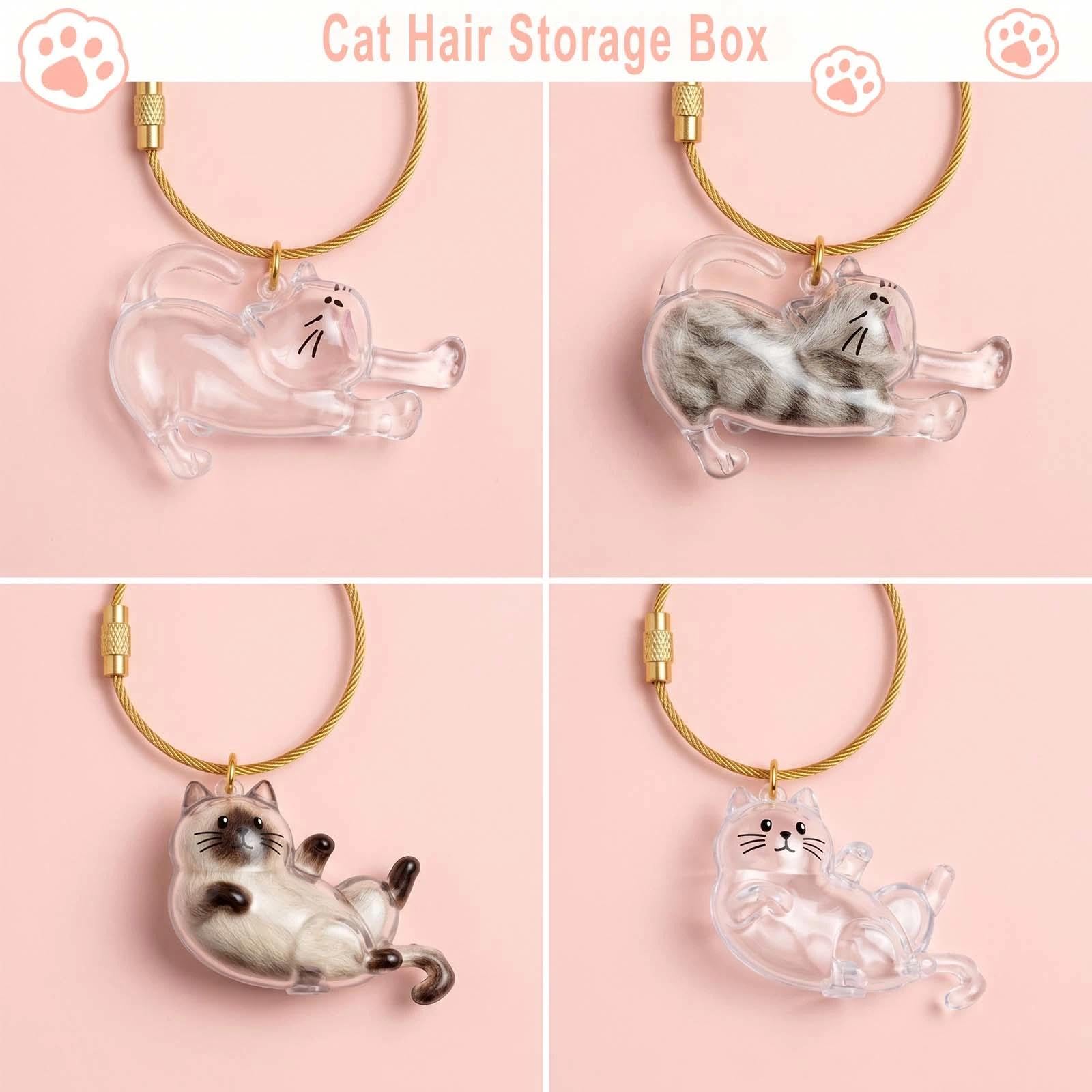 Boîte à Souvenirs pour Poils d'animaux de Compagnie, Porte Clef Chat, Porte Clé Chat, Porte-Clés Souvenir de Poils d'animaux de Compagnie pour Amoureux des Animaux Souvenir Chien Chat Décédé