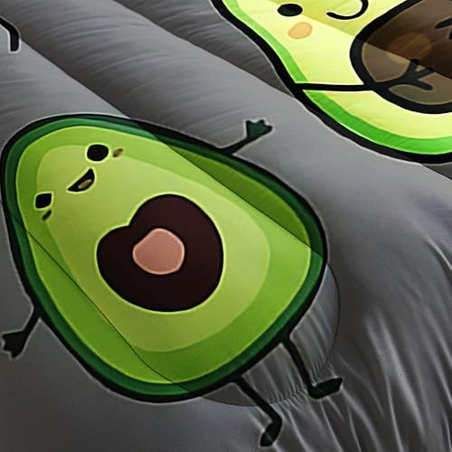 Miniatura 2 de Suncloris Bonito juego de edredón de aguacate de dibujos animados, varias formas de encantador patrón de aguacates para niños y adultos, edredón de