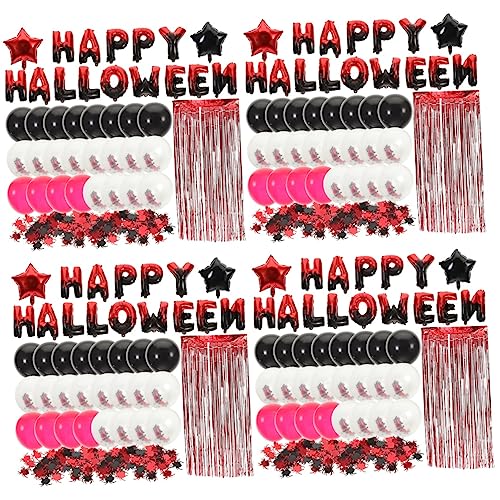 ifundom 4 Conjuntos De Cortina De Chuva De Balão Conjunto Preto Grinalda De Halloween Guarnição Pret