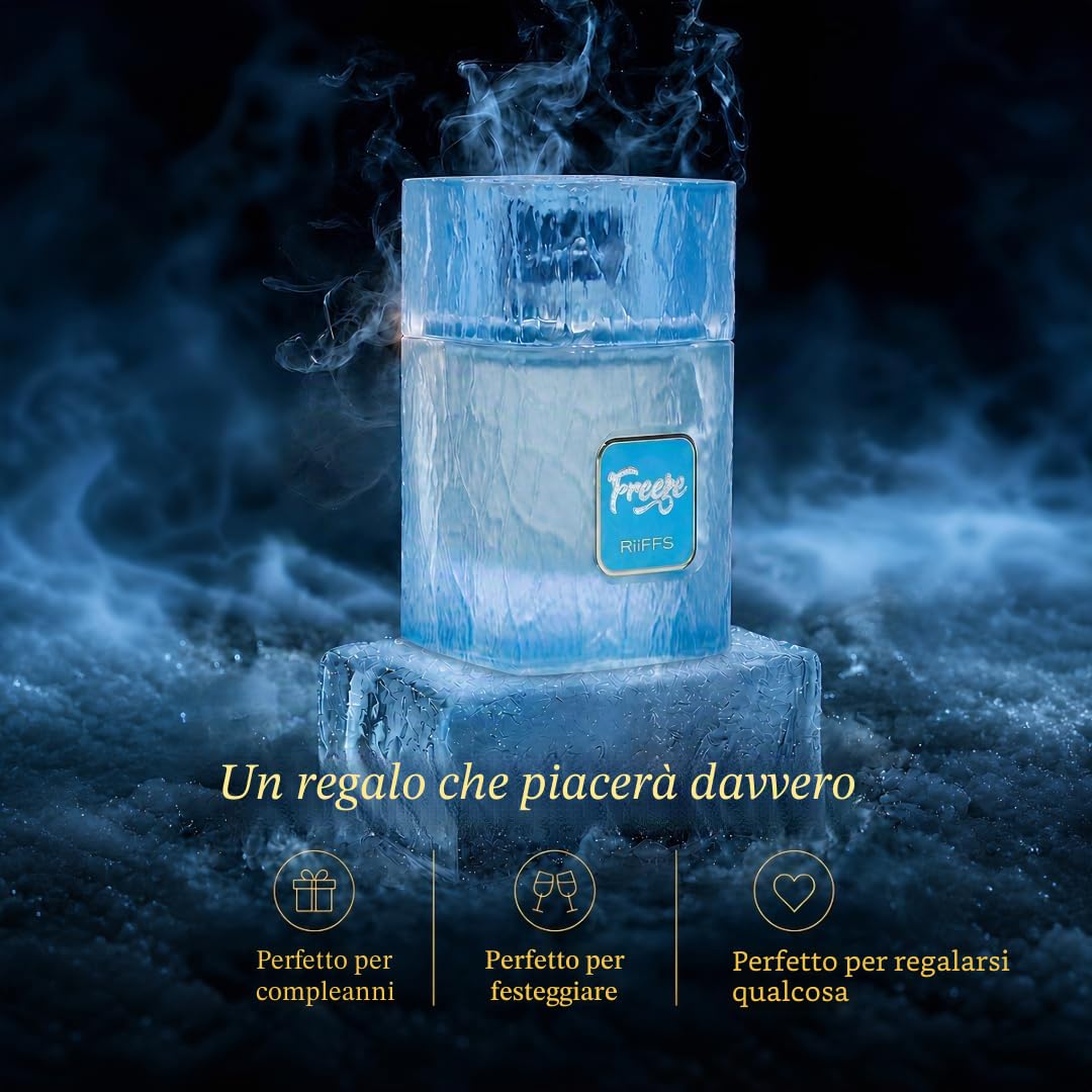RiiFFS Freeze Estratto di profumo, 100 ml, profumo unisex a lunga durata, fresco profumo di agrumi, menta e ambra, fragranza di alta qualità, giorno a notte, per uomini e donne, eau de parfum spray