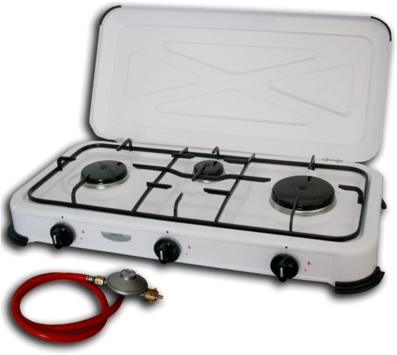 Hoogwaardig gasstel met 3 vlammen voor de camping, inclusief 80 cm