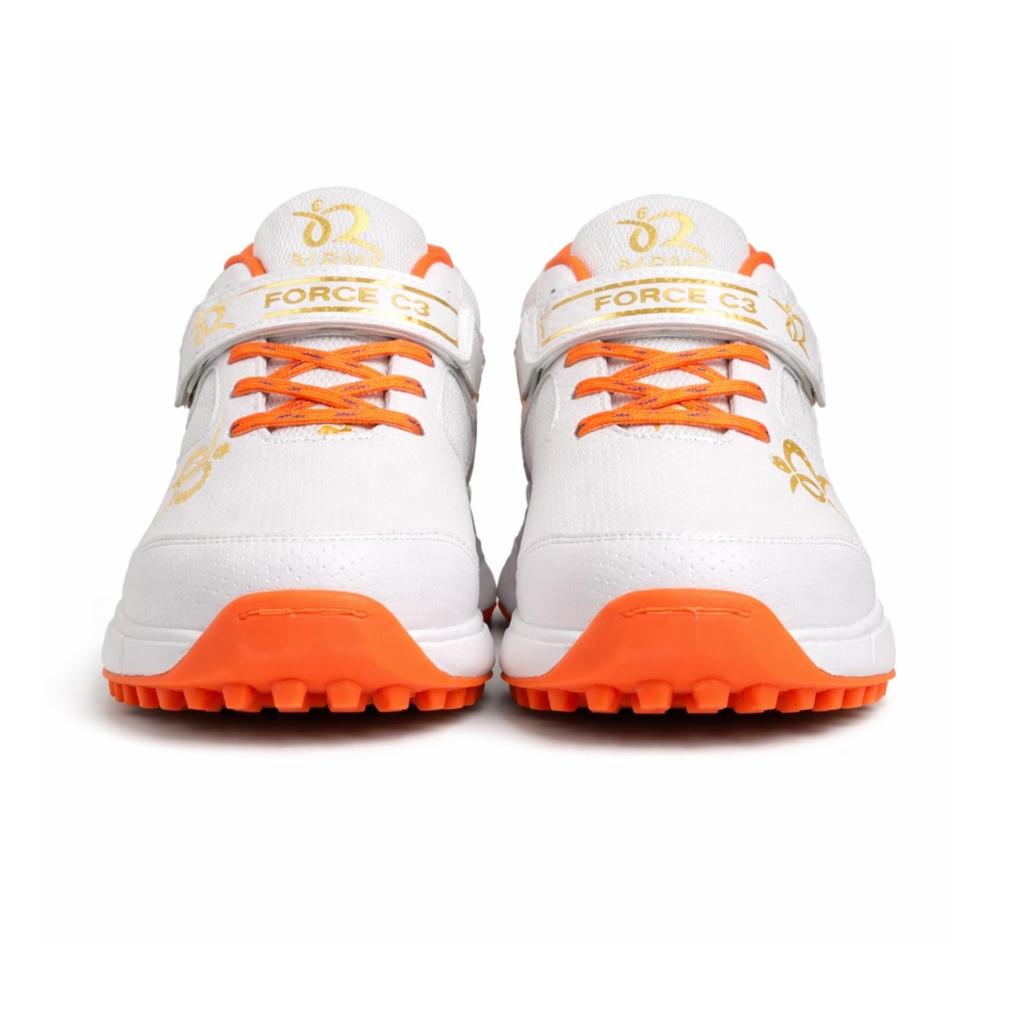 rams unstoppable force RAMS Force C3 Cricket Shoes for Men | Lightweight Cricket Turf Shoes with Velcro Lock Strap | Anti-Slip Rubber Outsole | Breathable Sports Footwear for Training & Matches | Orange/Golden-picture-34