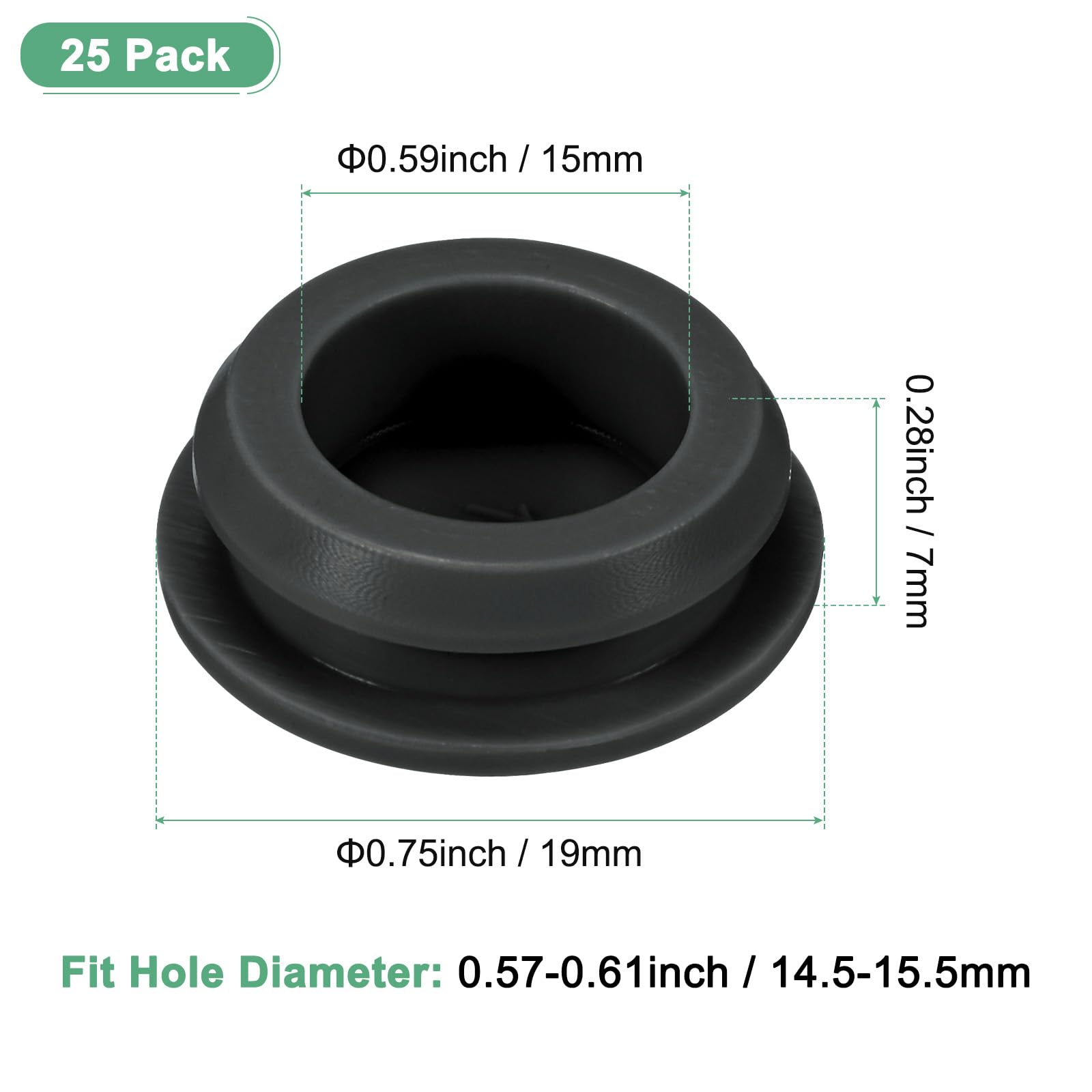 M METERXITY 25-Pack Silicone Hole Plugs, Snap in Locking Hole Plugs for 14.5-15.5mm Hole - Image 3