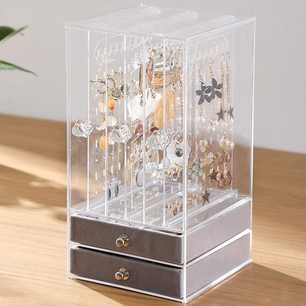 Plastic Jewelry Storage Box Dustproof Earring Holder, Jewelry Storage Box Necklace Display Stand Jewelry Storage Rack