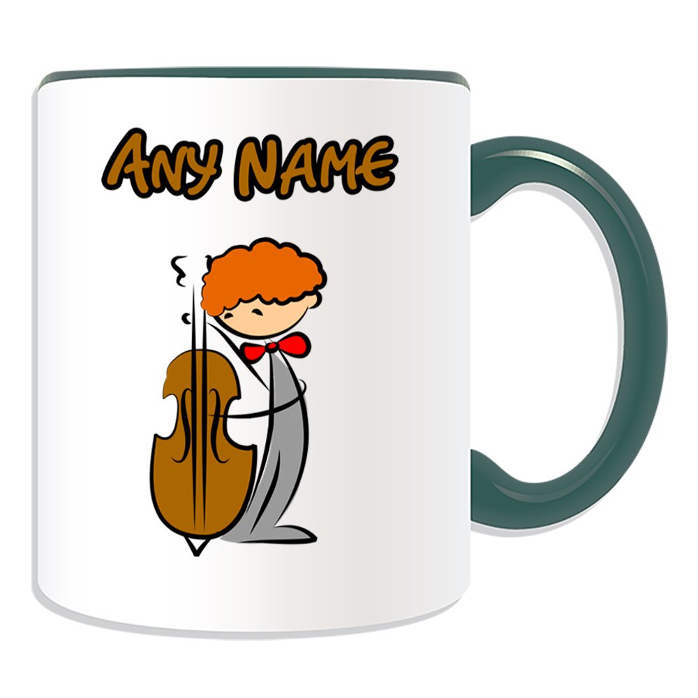 Regalo personalizzato – Tazza per violino (design avvolto, bianco) nome messaggio unico – Contorno giocatore Hobby musica classica violinista Fiddler jazz Player Viola Symphony Orchestra Band