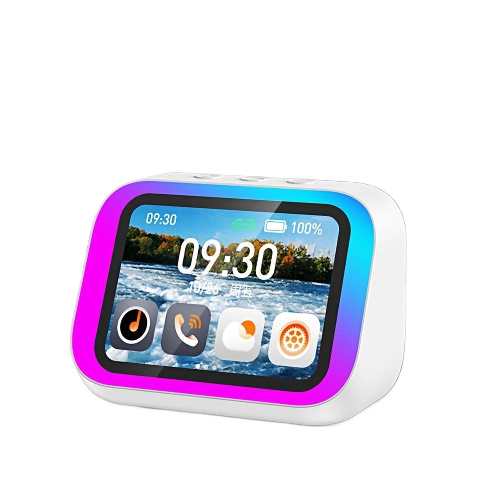 Altavoz inteligente con llamada de voz y pantalla HD, pantalla grande para álbum de fotos, reloj despertador inteligente, reproducción Bluetooth
