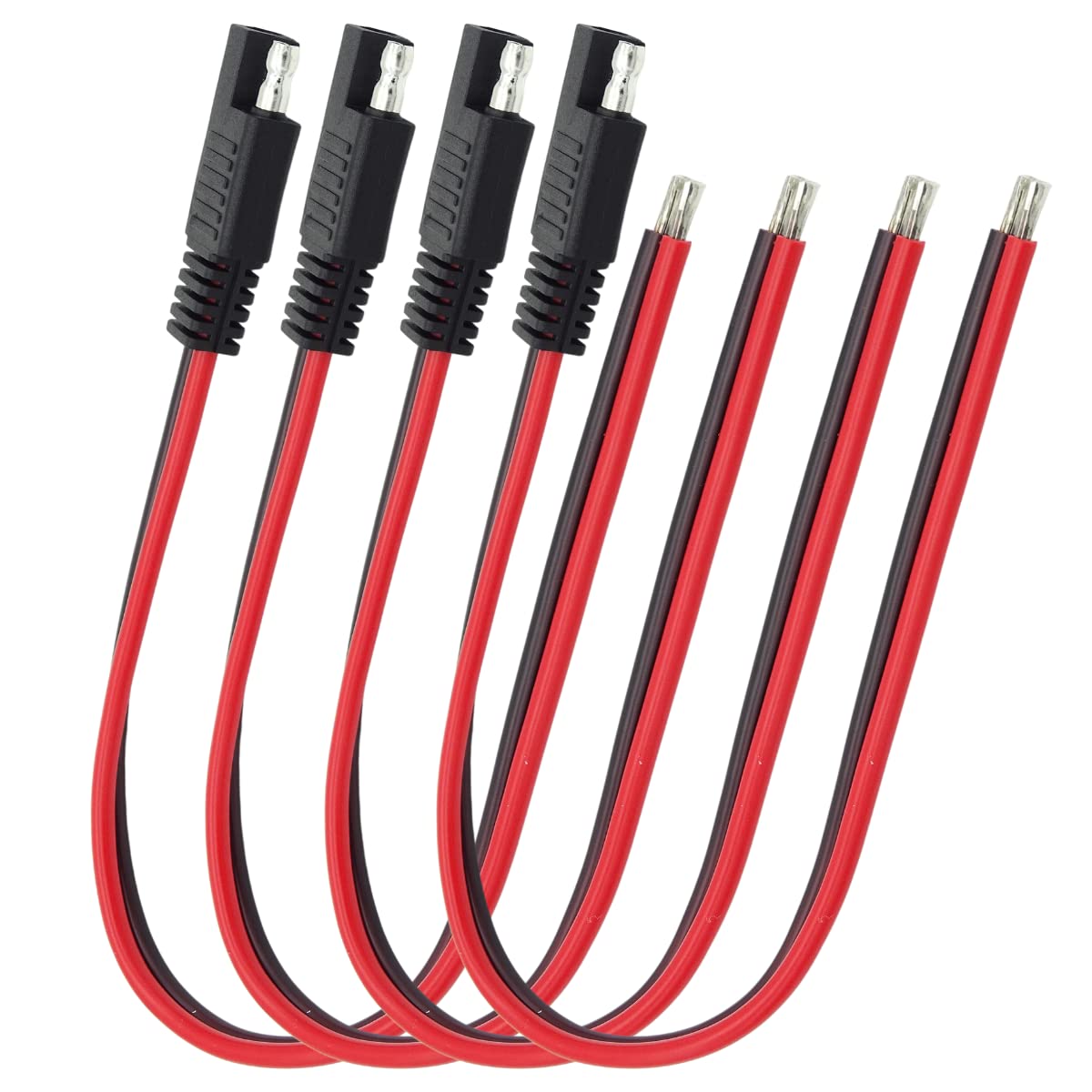 4-Pack 1ft 14AWG SAE Connector Quick Disconnect Plug Extension Cable for Automotive, RV, Motorcycle, Cars, Tractor, Solar Panel